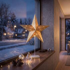 LED dekorácie Solight vánoční hvězda stolní, 10x LED, 3x AA zlatá

 obrázok produktu 2 z 6