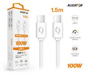 Kábel Aligator Power 100W, USB-C/USB-C, 5A, 1,5m biely

 obrázok produktu 2 z 2