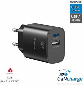 Nabíjačka do siete Swissten EDGE GaN 1x USB-C PD 20W/1x USB-A 18W QC čierna

 obrázok produktu 5 z 9