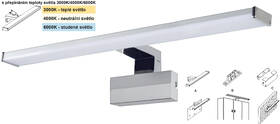 Nástenné svietidlo Top Light Texas XL CCT kúpeľňové LED, 10W, 1000lm, IP44, teplá/neutrálna/studená biela strieborné

 obrázok produktu 3 z 6