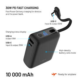 Powerbank FIXED Zen 10 Loop s LCD displejom a výstupem 30W, 10 000 mAh čierna

 obrázok produktu 2 z 8