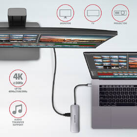 USB Hub Axagon USB 3.2 Gen 1 húb, 2x USB-A, HDMI, SD/microSD slot, PD 100W, kábel USB-C 20cm sivý

 obrázok produktu 3 z 7