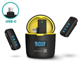 Mikrofón Connect IT ClipMic Pro USB-C  (2 ks + receiver) čierny

 obrázok produktu 1 z 7