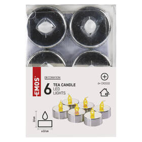 LED dekorácie EMOS čajová sviečka strieborná, CR2032, vnútorná, vintage, 6 ks 

 obrázok produktu 3 z 3