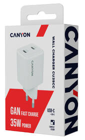 Nabíjačka do siete Canyon GaN 2xUSB-C 35 W biela

 obrázok produktu 5 z 5