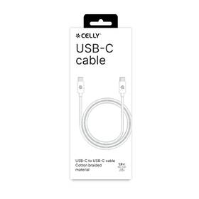 Kábel Celly USB-C/USB-C, opletený (bavlnený), 60 W, 1,5 m biely

 obrázok produktu 2 z 2