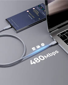 Kábel Voltme Powerlink Rugg Series USB-C/USB-C, CTC 5A/100W 1,8m sivý

 obrázok produktu 3 z 4