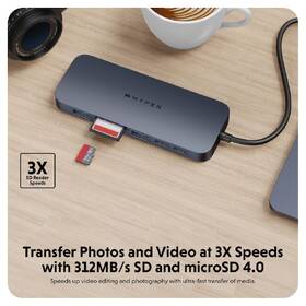 USB Hub HyperDrive EcoSmart Gen.2 Dual HDMI USB-C 11-in-1 140W PD3.1 Pass-thru 

 obrázok produktu 4 z 7