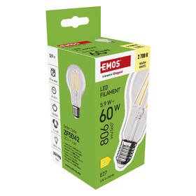 LED žiarovka EMOS Filament A60, 5,9 W, E27, teplá biela 

 obrázok produktu 7 z 7