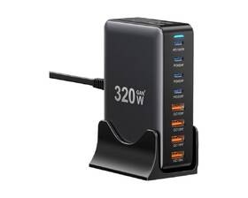 Nabíjačka do siete Essager 320W, GaN, 4x USB-C, 4x USB-A čierna

 obrázok produktu 3 z 9