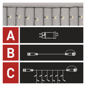 Spojovacia reťaz EMOS 100 LED Základná sada Standard – cencúle, 2,5 m, vonkajšie, teplá biela, časovač 

 obrázok produktu 2 z 12