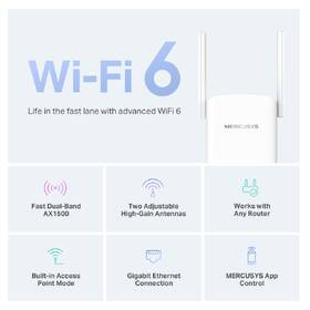 Wi-Fi extender Mercusys ME60X AX1500 Wi-Fi 6 biely

 obrázok produktu 2 z 3