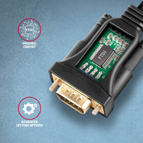 Kábel Axagon USB-A 2.0 - sériový RS-232 FTDI adaptér, 1,5 m čierna

 obrázok produktu 2 z 4