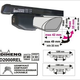 Priečniky Diheng 115cm uzamykatelný stříbrný (2 ks) 

 obrázok produktu 2 z 3
