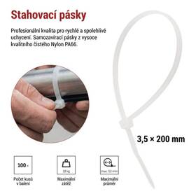 Sťahovacie pásky EMOS 200×3,5MM, 100KS biele

 obrázok produktu 5 z 10