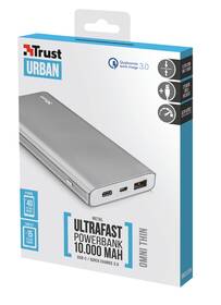 Powerbank Trust Omni Thin 10000mAh, USB-C, QC 3.0 strieborná

 obrázok produktu 5 z 5