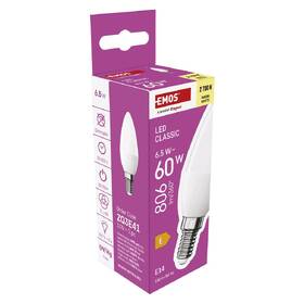 LED žiarovka EMOS Classic Candle, 6,5 W, 806lm, E14, teplá biela 

 obrázok produktu 6 z 13