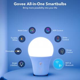 Inteligentná žiarovka Govee E27, RGBWW, 12W-85W, 1200lm, Long Life 

 obrázok produktu 2 z 6