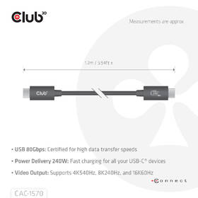 Kábel Club3D USB-C/USB-C, 1,2m čierny

 obrázok produktu 3 z 6
