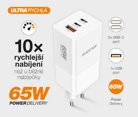 Nabíjačka do siete Aligator GaN, PD 65W, 2xUSB-C + USB biela

 obrázok produktu 2 z 4