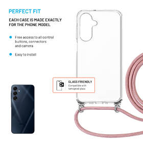 Kryt na mobil FIXED Pure Neck s ružovou šnúrkou na krk na Samsung Galaxy A26 5G priehľadný

 obrázok produktu 2 z 4