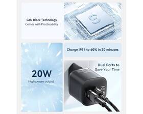 Nabíjačka do siete Essager 20W, GaN, USB-C, USB-A čierna

 obrázok produktu 7 z 8