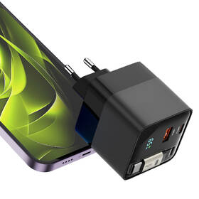 Nabíjačka do siete Mobile Origin Display Charger PW2 - 65W GaN USB-C/USB-A čierna

 obrázok produktu 3 z 11