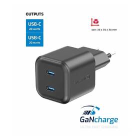 Nabíjačka do siete Swissten GaN, PD 2x USB-C 20W čierna

 obrázok produktu 1 z 3