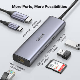 USB Hub UGREEN 7-in-1 4K HDMI USB-C sivý

 obrázok produktu 7 z 8