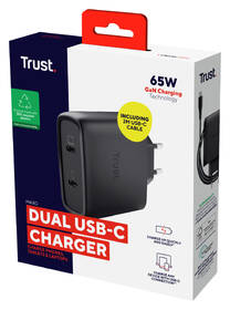 Nabíjačka do siete Trust MAXO 65W 2-Port GaN, USB-C čierny

 obrázok produktu 6 z 12