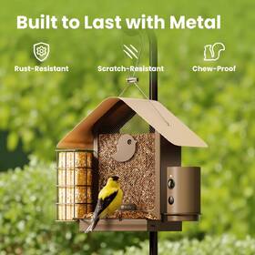 Vtáčie krmítko Birdfy Metal V, kovové s kamerou a solárnym panelom (AI predplatné) hnedý

 obrázok produktu 3 z 8