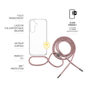 Kryt na mobil FIXED Pure Neck s ružovou šnúrkou na krk na Samsung Galaxy S25 priehľadný

 obrázok produktu 4 z 4