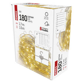 Vianočné osvetlenie EMOS 180 LED drop řetěz – záclona, 1,7x1,5 m, venkovní i vnitřní, teplá bílá, programy 

 obrázok produktu 13 z 15