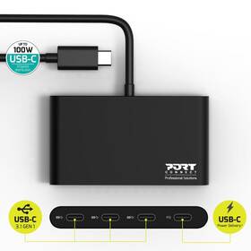 USB Hub PORT CONNECT USB-C, 3x USB-C 3.1 + 1x USB-C 100W PD čierny

 obrázok produktu 2 z 5
