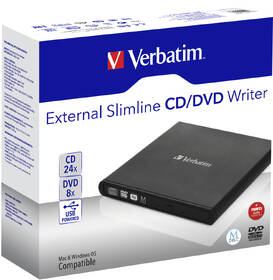 Externá DVD napaľovačka Verbatim CD/DVD Slimline USB 2.0 + Nero čierna

 obrázok produktu 3 z 3