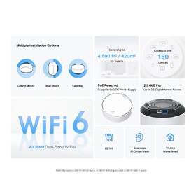 Kompletný Wi-Fi systém TP-Link Deco X50-PoE Mesh, AX3000 (2 ks) biely

 obrázok produktu 5 z 11