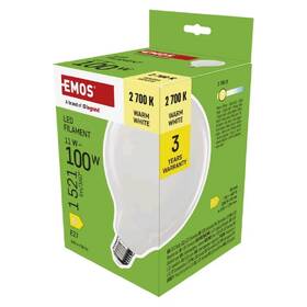 LED žiarovka EMOS Filamanet globe, 11W, 1521lm, E27, teplá biela 

 obrázok produktu 2 z 3
