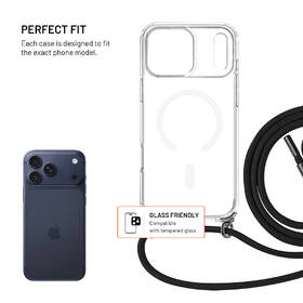 Kryt na mobil FIXED MagPure Neck s čiernou šnúrkou na krk na Apple iPhone 17 Pro Max priehľadný

 obrázok produktu 1 z 8