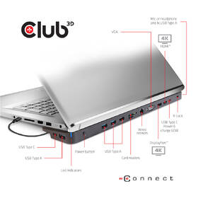 Dokovacia stanica Club3D USB-C 3.2 s napájacím adaptérom Triple Display Dynamic PD, 100 W čierna

 obrázok produktu 3 z 5