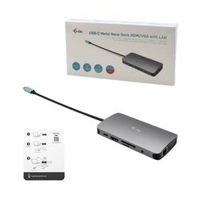 USB Hub i-tec USB-C/3x USB 3.1, RJ45, 3,5mm jack, SD, Micro SD, HDMI, VGA, USB-C PD 100W 

 obrázok produktu 3 z 3