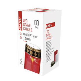 LED dekorácie EMOS cintorínska sviečka červená, 2x C, vonkajšia aj vnútorná, teplá biela, časovač 

 obrázok produktu 4 z 4