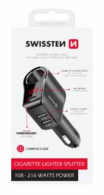 Adaptér do auta Swissten 1x CL, 1x UCB-C PD a 2x USB-A, 108 W - 216 W čierna

 obrázok produktu 3 z 3
