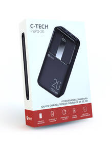 Powerbank C-Tech 20000 mAh, Li-Pol, 22,5W, USB-C/USB-A/micro USB čierny

 obrázok produktu 5 z 5