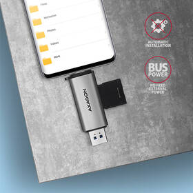 Čítačka pamäťových kariet Axagon Card Reader USB3.2 Gen 1 Type-C + Type-A, SD/microSD, UHS-I strieborná

 obrázok produktu 5 z 9