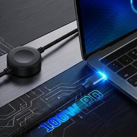 Nabíjací kábel 3mk OmniLink USB-C s nabíjaním Apple Watch a Samsung Galaxy Watch, 100 W PD, 1,5 m čierny

 obrázok produktu 1 z 5