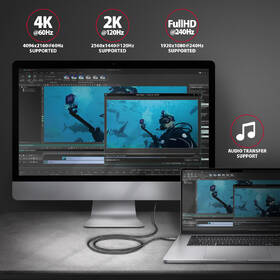 Kábel Axagon USB-C / HDMI 2.0, 1.8m, 4K/60Hz HDR10 čierny

 obrázok produktu 4 z 8