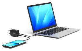 Nabíjačka do siete PORT CONNECT GaN 65W, 1x USB-C PD a 1x USB-A QC čierny

 obrázok produktu 4 z 6