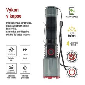Lampáš EMOS LED nabíjateľná kovová stredná 1200 lm, 2200 mAh čierna

 obrázok produktu 1 z 8