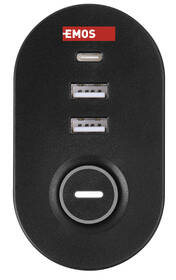 Kábel predlžovací EMOS 3x zásuvka, 2×USB-A + 1×USB-C, uchytenie na stôl, vypínač, 1,5m čierny

 obrázok produktu 3 z 14