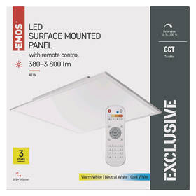 LED stropné svietidlo EMOS Rivi, štvorec, 40W, stmievateľné, CCT biele

 obrázok produktu 3 z 3